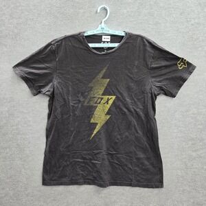 Fox Men Shirt XL Black Lightning Bolt‎ Logo Short Sleeve Cotton